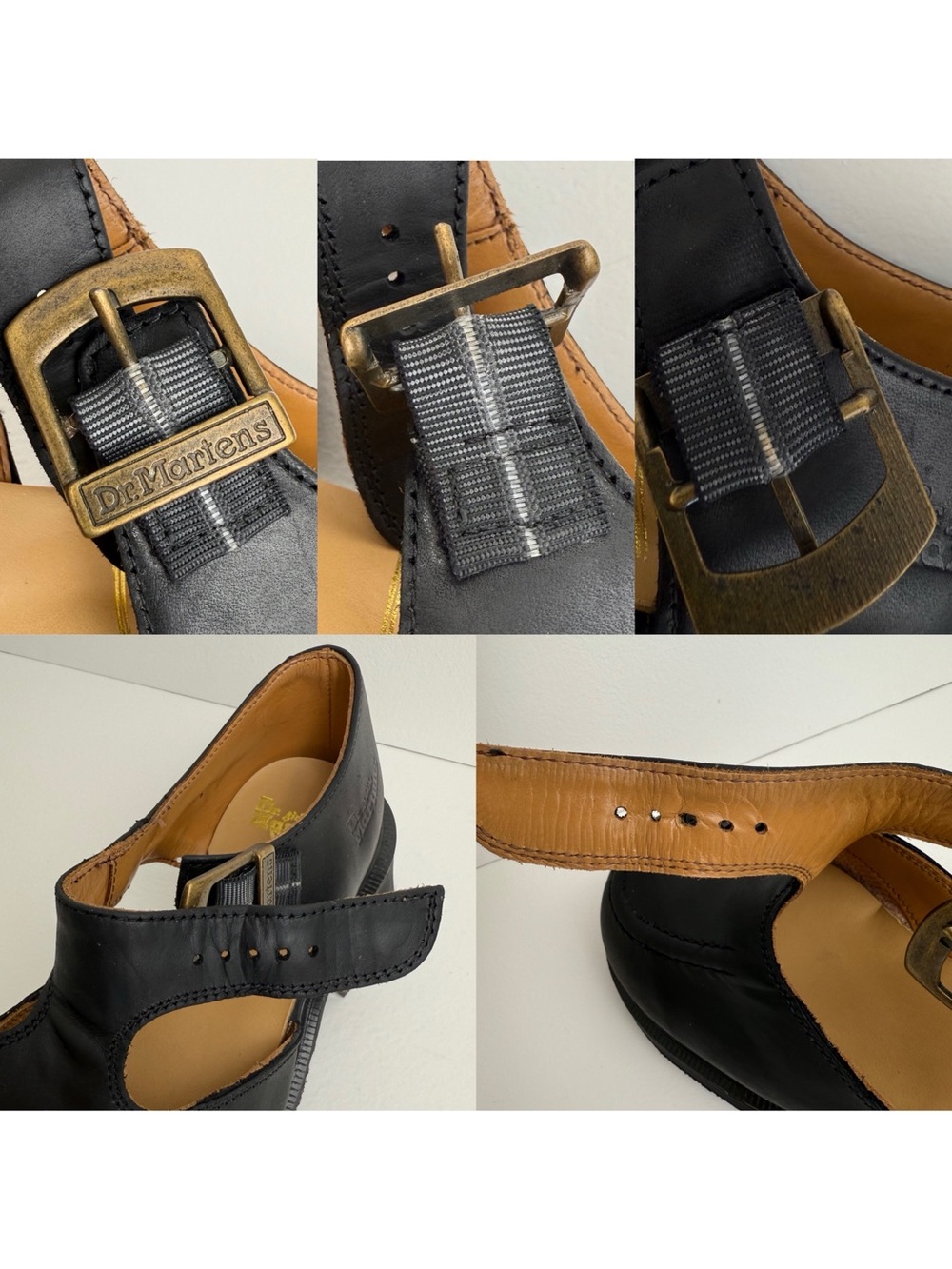 Vintage 90s Dr. Martens England Black Jazz Heel Leather Babydoll Mary Janes UK 5 - Picture 16 of 16